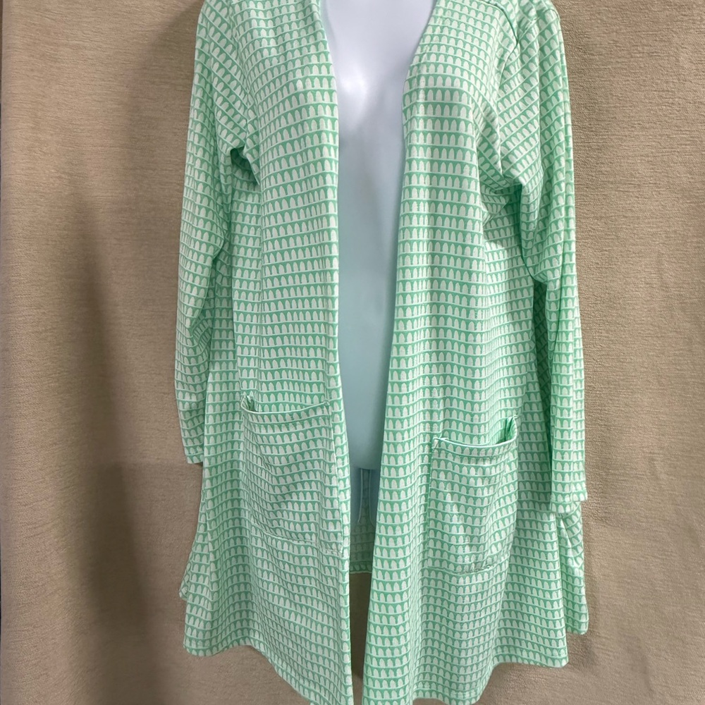 LuLaRoe Green and White Cardigan